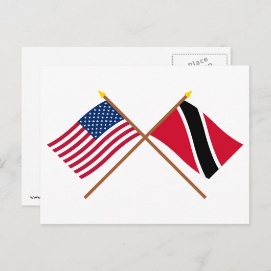 US- und Trinidad und Tobago - Grenzflaggen Postkarte (Vorne/Hinten)