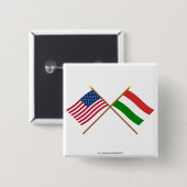 US und Ungarn gekreuzte Flaggen Button (Vorne & Hinten)