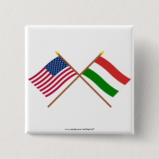 US und Ungarn gekreuzte Flaggen Button (Vorderseite)
