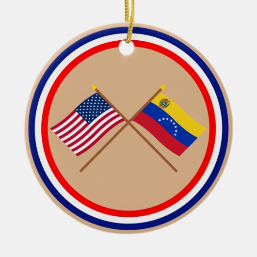 US und Venezuela gekreuzte Flaggen Keramik Ornament (Vorne)