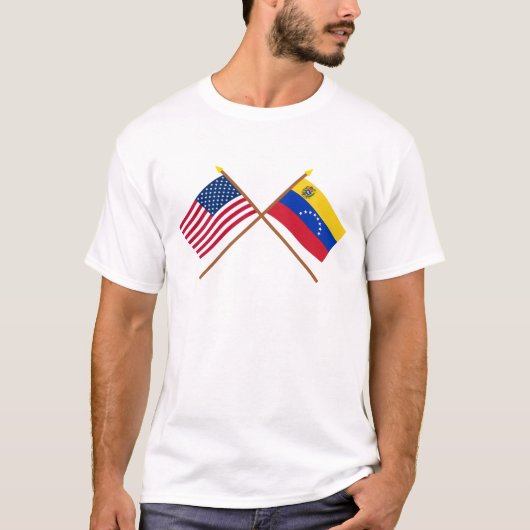 US und Venezuela gekreuzte Flaggen T-Shirt (Vorderseite)