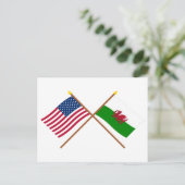 US und Wales überquerten Flaggen Postkarte (Stehend Vorderseite)