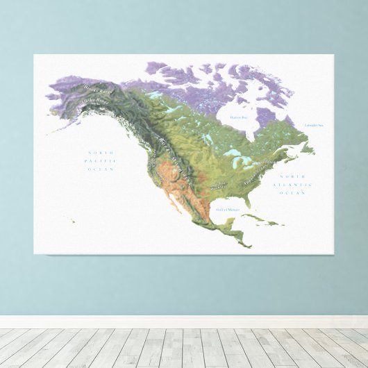 US USA American Mountain Ranges Map 60x40 inch Fotodruck