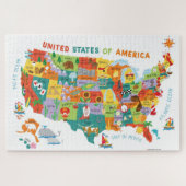 US USA United Staaten Map for Kids Puzzle (Horizontal)