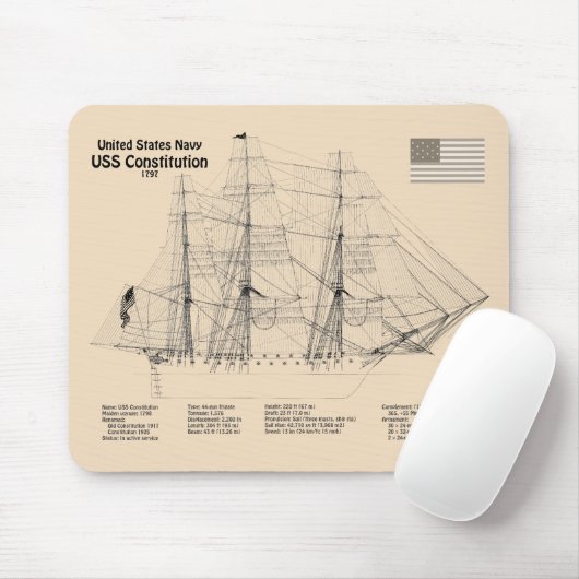 US-Verfassung - Pläne für Schiffe - SD Mousepad (Mit Mouse)