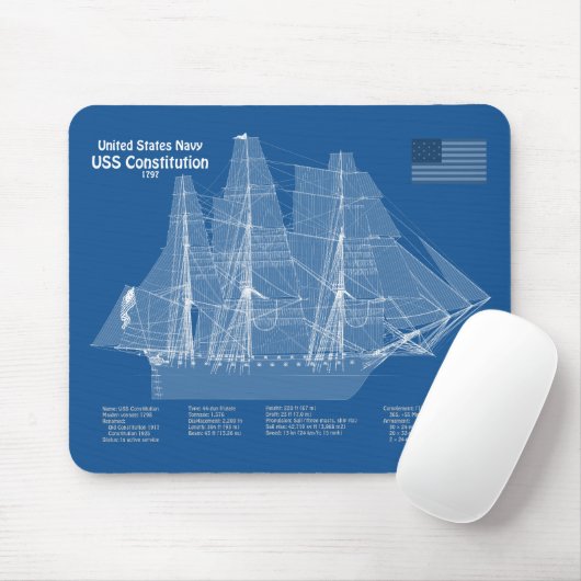 US-Verfassung - Pläne für Schiffskonzepte ABD Mousepad (Mit Mouse)
