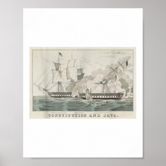 US-Verfassung und -amp; Hms Java Naval Battle Illu Poster (Vorne)