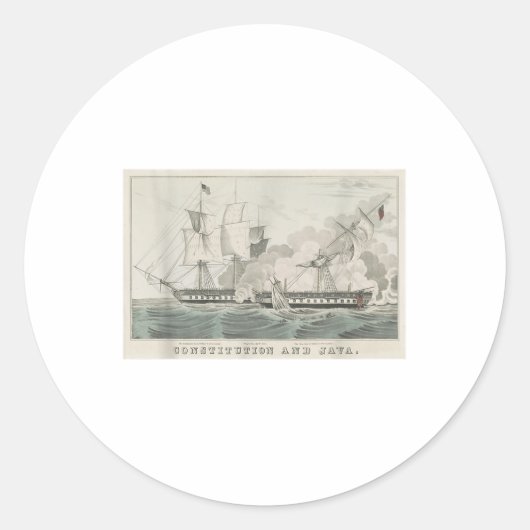 US-Verfassung und -amp; Hms Java Naval Battle Illu Runder Aufkleber (Vorderseite)