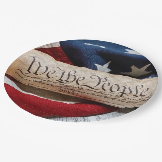 US Verfassung und Flag Pappteller (Schrägansicht)