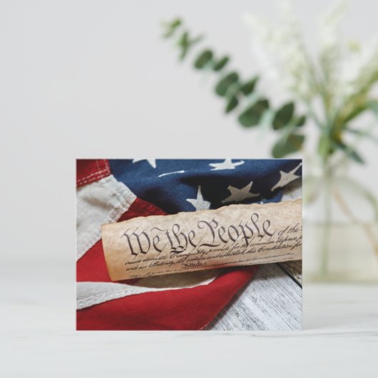 US Verfassung und Flag Postkarte (Stehend Vorderseite)