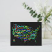 US-Verfassung Word Cloud-Karte mit schwarzem Hinte Postkarte (Stehend Vorderseite)