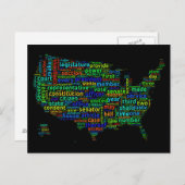 US-Verfassung Word Cloud-Karte mit schwarzem Hinte Postkarte (Vorne/Hinten)