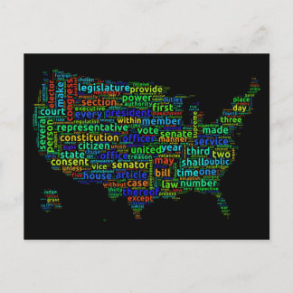 US-Verfassung Word Cloud-Karte mit schwarzem Hinte Postkarte