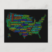 US-Verfassung Word Cloud-Karte mit schwarzem Hinte Postkarte (Vorderseite)