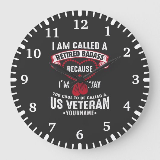 US Veteran Humor Retired Soldier Große Wanduhr (Vorderseite)