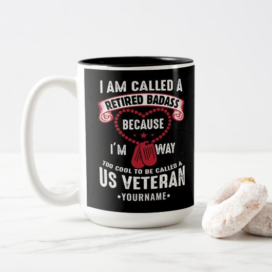 US Veteran Spaß Remüder Soldier Zweifarbige Tasse (Mit Donut)