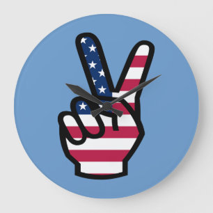 US Victory Sign Große Wanduhr