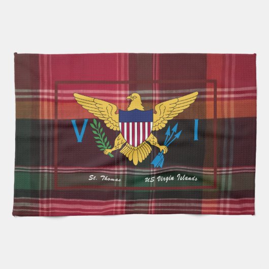 US-Virgin-Inseln-Flagge St. Thomas USVI Madras Geschirrtuch (Horizontal)