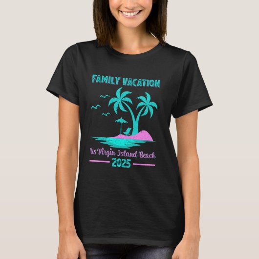 Us Virgin Island Family Vacation 2025 Palm Tree T-Shirt (Vorderseite)