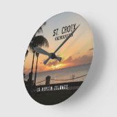 US Virgin Islands St. Cross Usvi Tropical Sunset Runde Wanduhr (Winkel)