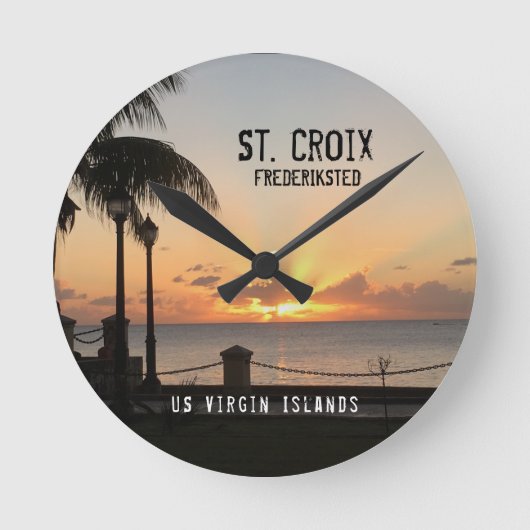 US Virgin Islands St. Cross Usvi Tropical Sunset Runde Wanduhr (Vorderseite)