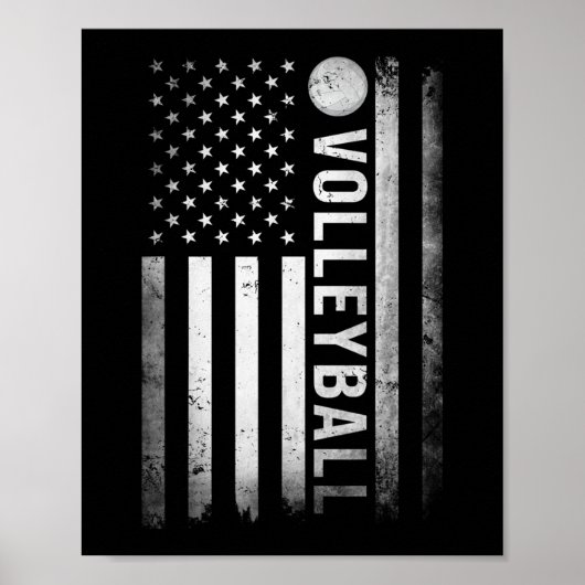 US Volleyball Practice USA Flag American Women Men Poster (Vorne)