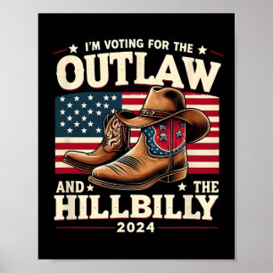 US-Wahltag Outlaw Hillbilly 2024 Cowboy Shoes Poster