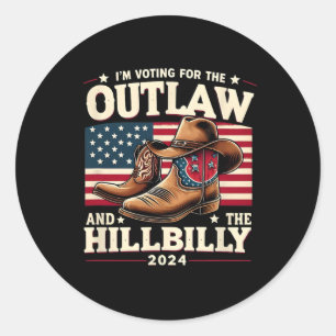US-Wahltag Outlaw Hillbilly 2024 Cowboy Shoes Runder Aufkleber