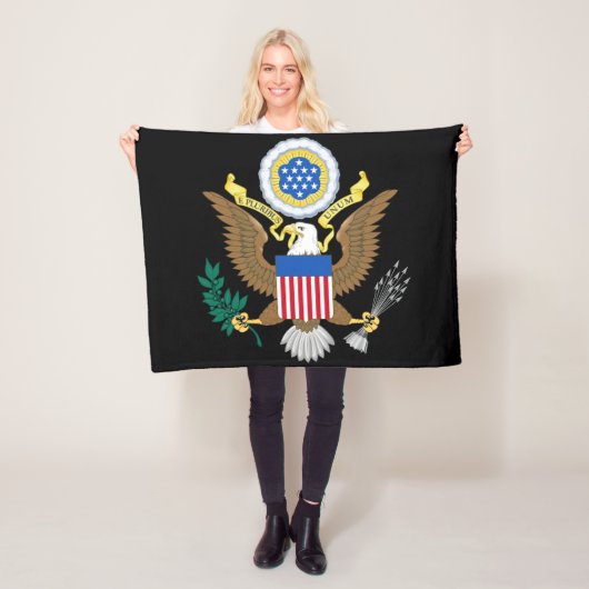 US-Wappenschuss auf schwarzem FBCENT Fleecedecke (Beispiel)
