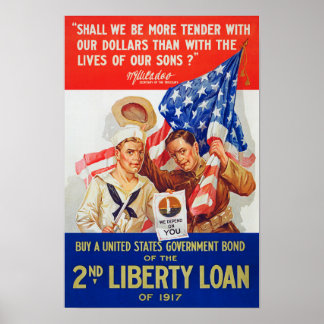 US War Bonds 2. Liberty Loan 1917 Ersten Weltkrieg Poster
