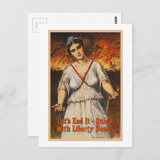 US War Bonds Let's End It Quick WWI Propaanda Postkarte (Vorne/Hinten)