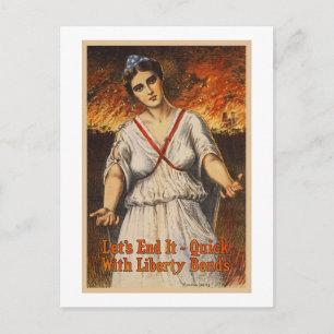 US War Bonds Let's End It Quick WWI Propaanda Postkarte