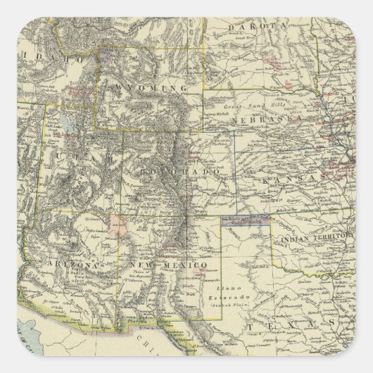 US-Western Quadratischer Aufkleber (Vorderseite)