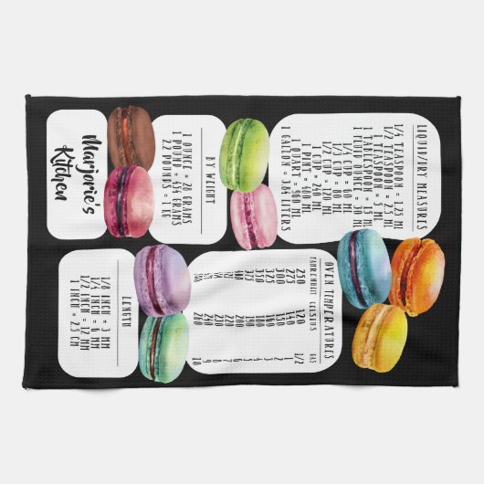 US zu Metric Kitchen Conversions Macarons Geschirrtuch (Horizontal)
