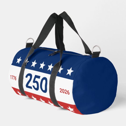 USA 1776 2026 250 Anniversary Red White Blue Duffle Bag (Linke Seite)