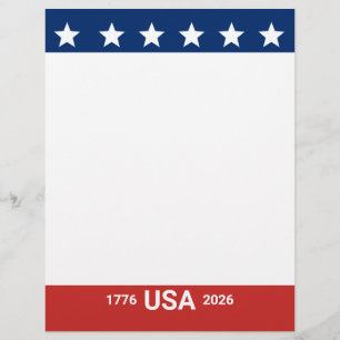 USA 1776 2026 250. Jahrestag Rot Weiß Blau Briefbogen