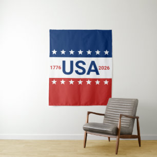 USA 1776 2026 250. Jahrestag Rot Weiß Blau Wandteppich