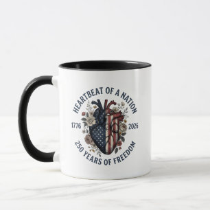 USA 1776–2026 250. Jubiläum Patriotisches Herz Tasse