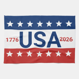 USA 1776 2026 250. Jubiläum Rot Weiß Blau Geschirrtuch