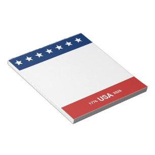 USA 1776 2026 250. Jubiläum Rot Weiß Blau Notizblock