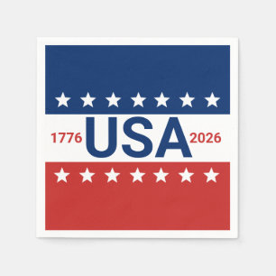 USA 1776 2026 250. Jubiläum Rot Weiß Blau Serviette