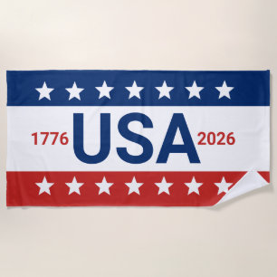 USA 1776 2026 250. Jubiläum Rot Weiß Blau Strandtuch