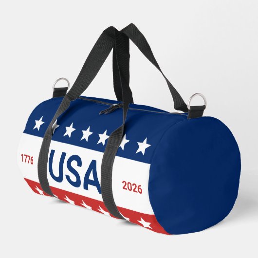 USA 1776 2026 250th Anniversary Red White Blue Duffle Bag (Linke Seite)