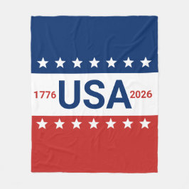 USA 1776 2026 250th Anniversary Red White Blue Fleecedecke