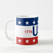 USA 1776 2026 250th Anniversary Red White Blue Kaffeetasse (Links)