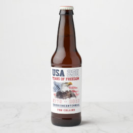 USA 1776-2026 Amerikas 250. Jubiläum 4. Juli Bierflaschenetikett