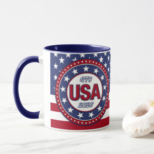USA 1776 - 2026 mit USA-Flagge Tasse