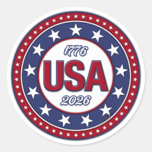USA 1776 - 2026 RUNDER AUFKLEBER