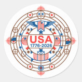 USA 1776-2026 RUNDER AUFKLEBER (Vorderseite)
