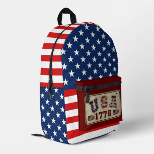 USA 1776 Amerikanische Flagge Patriot Rot Blau Wei Bedruckter Rucksack